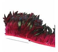Adorno de flecos de plumas, La pluma de la cola del gallo pollo 5 metros adorna anchura multicolora 10-15CM(Red Wine)