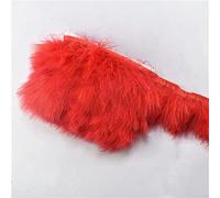Adorno de flecos de plumas, Plumas de marabú 10 metros en cinta decorativa multicolor for decoración disfraces Carnaval boda(Red)