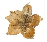 Adorno de flor de Pascua para decorar árboles de Navidad y eventos de celebración (dorado)