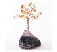 Adorno de Fortuna Cristal Lucky Money Tree Figurine Ornaments Feng Shui Gem Tree For Wealth Luck Luck Office Decor Birthday Fortune Pendulum (A)