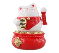 Adorno de gato de la fortuna que agita la mano animada que responde a la luz solar, artículo de decoración para difundir la buena suerte (blanco)