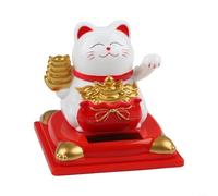 Adorno de gato de la suerte agitando con energía solar que mejora tu espacio con energía positiva (blanco)