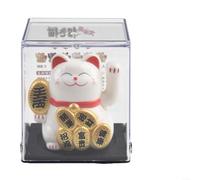 Adorno de gato de la suerte alimentado por energía solar de 2 pulgadas con brazo ondulante, gato de señas para decoración del hogar, oficina, automóvil, decoración de Feng Shui, compatible con uso en