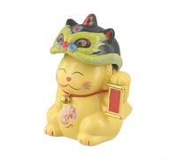 Adorno de gato de la suerte con sensor de luz para coche, hogar y oficina, decoración de plástico, 8,5 x 5,5 x 5,5 cm (amarillo)