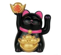 Adorno de gato de la suerte que agita con energía solar, gato de la fortuna Feng Shui que se mueve automáticamente para el salpicadero del automóvil, decoración de la oficina, tienda, no requiere