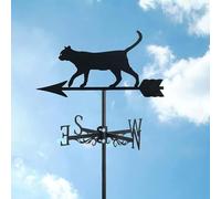 Adorno de gato veleta de metal, indicador de dirección del viento Weathercock de acero inoxidable, bonita forma de gato, decoración de jardín, para patio de granja al aire libre, gato ~ e