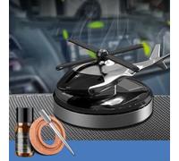 Adorno de helicóptero automotriz con rotación impulsada por energía solar y difusión de fragancia con cartucho de aroma de madera de haya (negro)