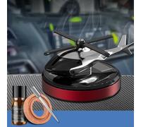 Adorno de helicóptero automotriz con rotación impulsada por energía solar y difusión de fragancia con cartucho de aroma de madera de haya (rojo)