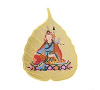 Adorno de hoja Bodhi de cobre con ocho guardianes, dios amarillo de la riqueza, Ksitigarbha y Buda de la medicina, decoración del hogar de metal dorado para protección y prosperidad, 6,5 x 4,9 cm (8