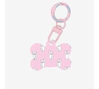 Adorno de hueso de perro acrílico con estampado rosa de oso polar, etiquetas de perro, adorno personalizado para mascotas, llavero con forma de hueso