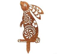 Adorno de jardín de conejo de hierro, perfecto para añadir encanto a tu decoración al aire libre durante las celebraciones de primavera (D)