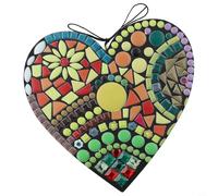 Adorno de jardín de corazón de mosaico colorido, resina única hecha a mano para decoración de interiores y exteriores, estilo mexicano, colgante de amor para patio, porche, boda, 7.87 pulgadas