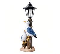Adorno de jardín de gaviota alimentado por energía solar, estatua de resina impermeable, decoración de animales con luces parpadeantes para césped, 18 x 12 x 42 cm