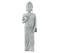 Adorno de jardín Zen, estatua de Buda de pie para uso en exteriores e interiores, construcción de piedra de resina con textura de piedra natural, 3,5 x 5,5 x 18 cm, decoración de césped para (B)
