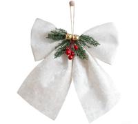 Adorno de lazo de Navidad de estilo coreano de terciopelo rojo con detalles de campana 3D, decoración festiva para árbol de corona, mantel de 16 x 20 cm, 25 x 20 cm, 35 x 30 cm, rojo y verde (tamaño