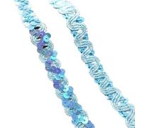 Adorno De Lentejuelas Cinta for ajuste, cordón de lentejuelas onduladas curvas 2 yardas y 20mm for puesta en escena, fiesta, Cosplay, ropa boda, accesorios DIY(Sky Blue,2 yards)