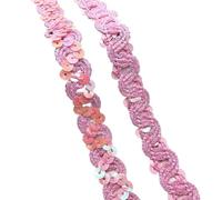 Adorno De Lentejuelas Cinta for ajuste, cordón de lentejuelas onduladas curvas 2 yardas y 20mm for puesta en escena, fiesta, Cosplay, ropa boda, accesorios DIY(Light Pink,2 yards)