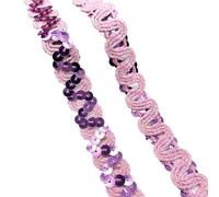 Adorno De Lentejuelas Cinta for ajuste, cordón de lentejuelas onduladas curvas 2 yardas y 20mm for puesta en escena, fiesta, Cosplay, ropa boda, accesorios DIY(Pink,2 yards)