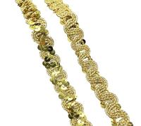 Adorno De Lentejuelas Cinta for ajuste, cordón de lentejuelas onduladas curvas 2 yardas y 20mm for puesta en escena, fiesta, Cosplay, ropa boda, accesorios DIY(Light Gold,13 yards)