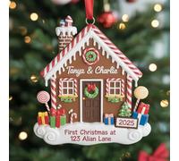 Adorno de lujo personalizado para la primera Navidad en nuestro nuevo hogar, adorno acrílico de pan de jengibre personalizado, regalo de inauguración de la casa 3