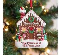 Adorno de lujo personalizado para la primera Navidad en nuestro nuevo hogar, adorno acrílico de pan de jengibre personalizado, regalo de inauguración de la casa 4