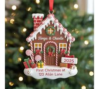 Adorno de lujo personalizado para la primera Navidad en nuestro nuevo hogar, adorno acrílico de pan de jengibre personalizado, regalo de inauguración de la casa 2