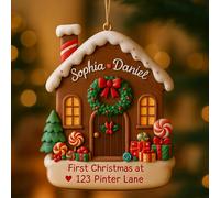 Adorno de lujo personalizado para la primera Navidad en nuestro nuevo hogar, adorno acrílico de pan de jengibre personalizado, regalo de inauguración de la casa 7