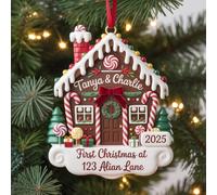 Adorno de lujo personalizado para la primera Navidad en nuestro nuevo hogar, adorno acrílico de pan de jengibre personalizado, regalo de inauguración de la casa 1