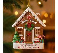 Adorno de lujo personalizado para la primera Navidad en nuestro nuevo hogar, adorno acrílico personalizado de pan de jengibre, regalo de inauguración de la casa, 6