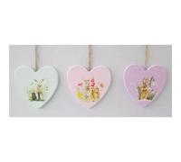 Adorno de madera con forma de corazón y conejo - colgante, varios tipos, 10 cm