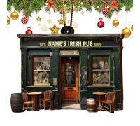 Adorno De Madera Para Pub Irlandés,De Barra Irlandesa,de madera para árbol de Navidad Decoración de pub irlandés - de madera del día de San Patricio, exquisitos espejos retrovisores, verdes de Irlanda