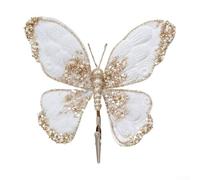 Adorno de mariposa con clip para uso simulado en bodas y decoración del hogar, adecuado para decoraciones florales y fiestas (blanco)