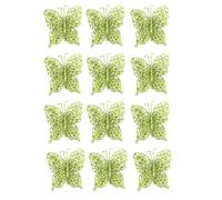 Adorno de mariposa con purpurina de Navidad con clip, decoración de mariposa artificial para colgar en el árbol de Navidad, boda, regalo de milagro del sol (verde, talla única)