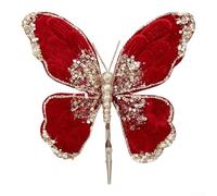 Adorno de mariposa de franela con lentejuelas multicolor con purpurina para árbol de Navidad y decoración del hogar, que ofrece un aspecto ligero para colgar y brillante (rojo)