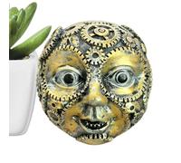 Adorno de mesa | Adorno de cara humana de color bronce retro estilo steampunk | Escultura de cara humana para estante | para sala de estar, dormitorio, estudio, guardería, estante de mesita de noche