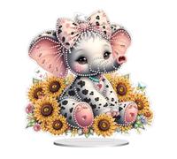 Adorno de mesa de dibujos animados de animales, adornos de escritorio con diamantes para decoración del hogar y la oficina, un solo lado, 12 elefantes