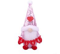 Adorno de muñeca de felpa con purpurina inspirado en San Valentín con sombrero festivo para árbol de Navidad, mesa o estante, diseño de anciano rosa sin rostro, tela suave con PP (hombre)
