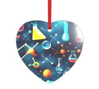 Adorno de Navidad acrílico con diseño abstracto de ciencia química, corazón redondo, para decoración de árbol de Navidad