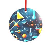 Adorno de Navidad acrílico con diseño abstracto de ciencia química, corazón redondo, para decoración de árbol de Navidad