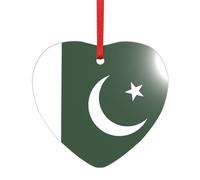 Adorno de Navidad acrílico con diseño de bandera de Pakistán para decoración de árbol de Navidad