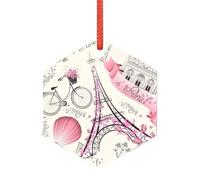 Adorno de Navidad casado con la Torre de París y una bicicleta, recuerdo acrílico para parejas recién casadas, regalos de boda