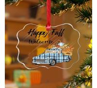 Adorno de Navidad con diseño de calabaza, diseño de camión de cosecha, recuerdo decorativo, discos acrílicos transparentes, acuarela, verde azulado, azul, granja, camión, Navidad, decoración de árbol