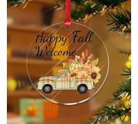 Adorno de Navidad con diseño de hojas de calabaza cristianas de otoño, diseño de calabaza, recuerdo único, discos acrílicos transparentes, cruz religiosa, recuerdo de calabaza de otoño para decoración