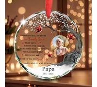 Adorno de Navidad conmemorativo con foto personalizada, recuerdo de cristal personalizado para la pérdida de un ser querido, regalo para padres