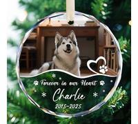 Adorno de Navidad conmemorativo personalizado para perro, adornos de nombre con foto personalizada para decoraciones de árbol de Navidad, regalo de condolencias personalizado por la pérdida de un ser