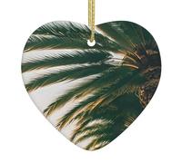 Adorno de Navidad de cerámica con forma de corazón con diseño de palmeras de Los Ángeles, árbol de Navidad, decoración del hogar, recuerdos