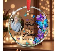 Adorno de Navidad de cristal conmemorativo personalizado con foto, regalo de condolencias por la pérdida de un ser querido