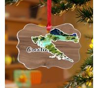 Adorno de Navidad de Croacia, impresión artística de la nación, regalo de recuerdo personalizado, discos acrílicos transparentes, obras de arte modernas, paisaje urbano, recuerdo para decoración de