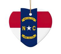 Adorno de Navidad de estrella de cerámica con bandera del estado de Carolina del Norte para decoración de Navidad neutra elegante, decoración de árbol de 3 pulgadas