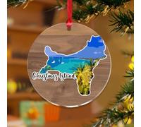 Adorno de Navidad de Lsland con impresión artística de la nación, regalo único, discos acrílicos transparentes, arquitectura, mapas, construcción, arte escénico, recuerdo para decoración de árbol de